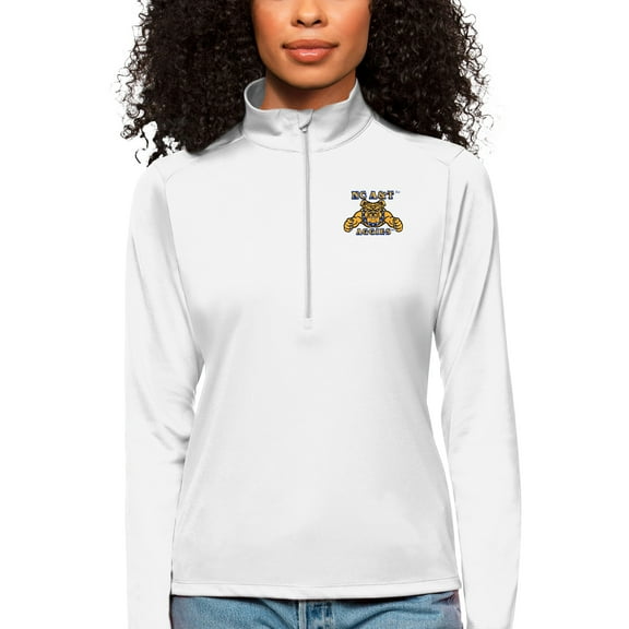 Women's Antigua  White North Carolina A&T Aggies Tribute Quarter-Zip Pullover Top