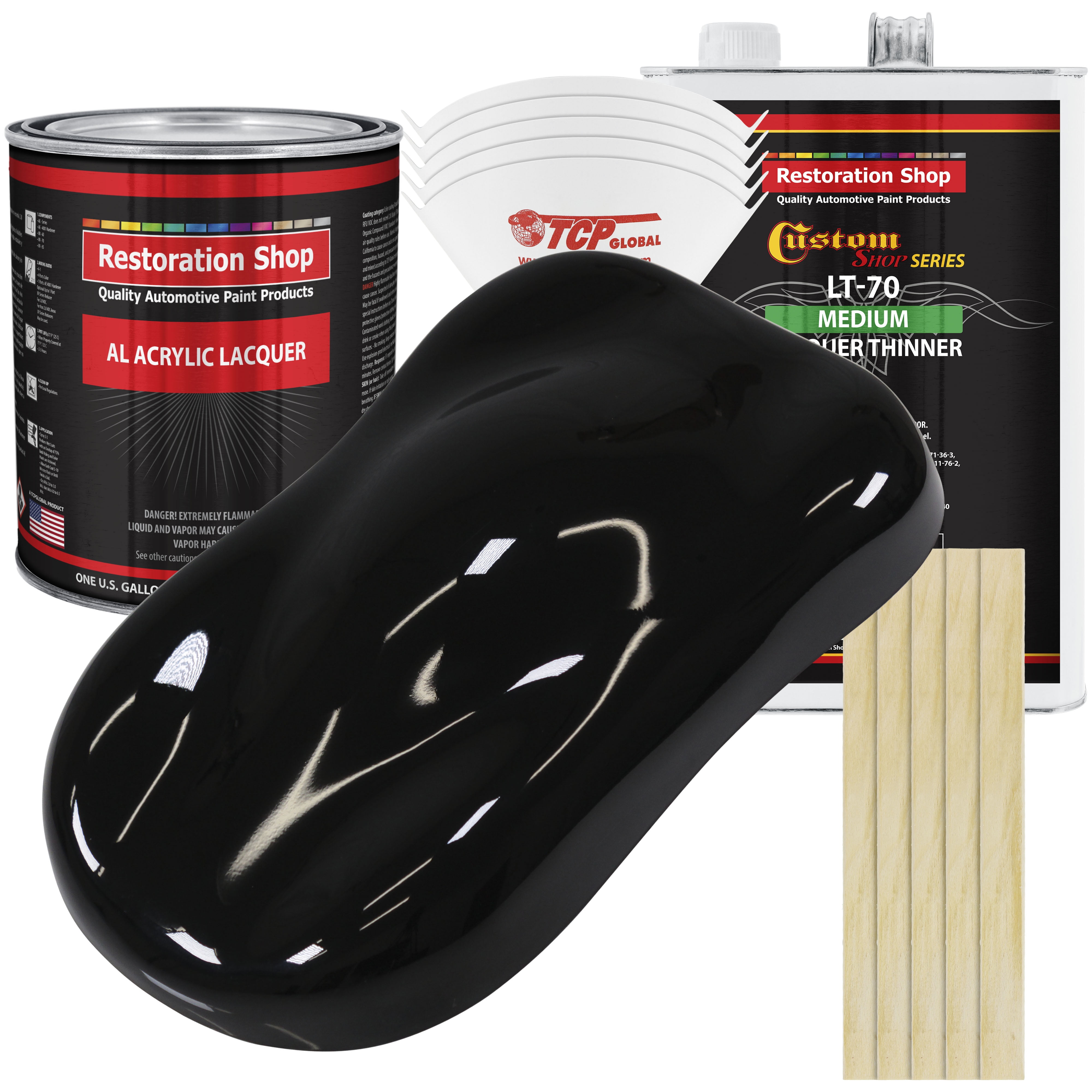 Restoration Shop Super Gloss Jet Black Acrylic Lacquer Auto Paint Complete Gallon Paint Kit