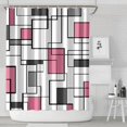 thumbnail image 2 of Geometric Fabric Shower Curtain Set, Abstract Mid Century Modern Minimalist Waterproof Shower Curtain for Bathroom Decor, 72 x 84, Black and White Black Grey, 2 of 4