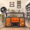thumbnail image 2 of Homieasy Multipurpose Bar Cabinet with Power Outlet & LED Lights - Freestanding Liquor Storage with Glass Holders and Racks for Home Kitchen,Gray Oak(Model G2), 2 of 7