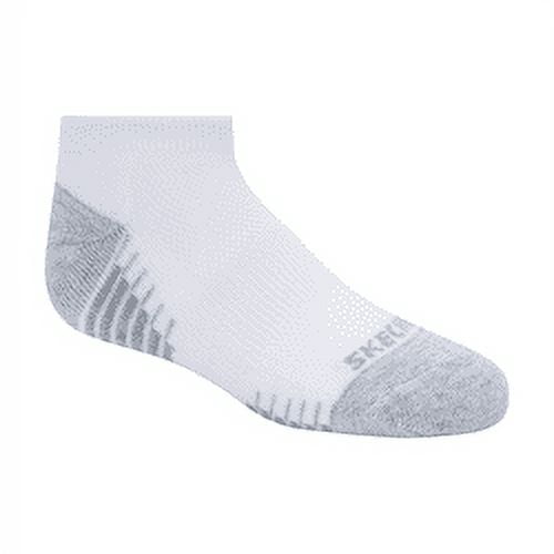 Skechers Kids Girls' 6 Pack 1/2 Terry Low Cut Socks, White/Light Pink, 7-8.5