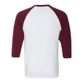 thumbnail image 4 of Unisex Three-Quarter Sleeve Baseball Tee Color White/ Maroon X-Large Size, 4 of 5