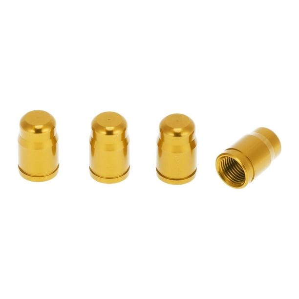 Tapones Decorativos para Válvula de Neumático Tono Dorado Superficie Pulida Cubiertas de Polvo de Válvula de Neumático 7x16mm Aleación de Aluminio 4 Pcs