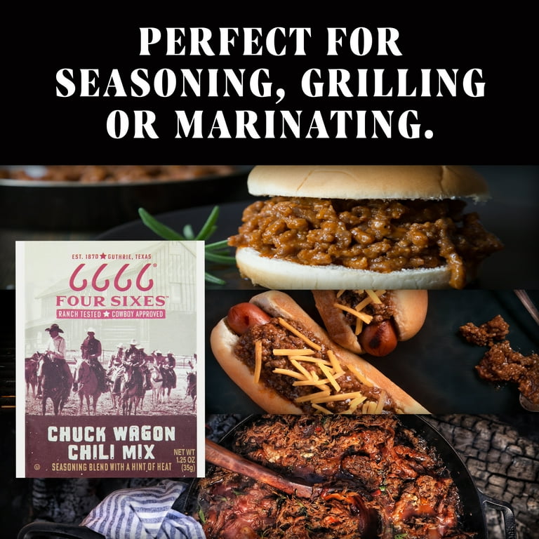 3 pack) Four Sixes Chuck Wagon Chili Mix, Texas Style Seasoning