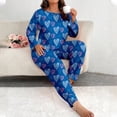 thumbnail image 4 of Women's Long Sleeve Long Pants Pajama Set - Outdoor Wear Suitable Loungewear - Blue Size XXL, 4 of 6