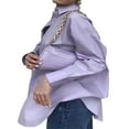 thumbnail image 2 of Women‘s Long Sleeve Shirt  Solid Color Turn-Down Collar Button-Down Loose Fit Blouse  Casual Simple Style Tops, 2 of 7