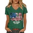 thumbnail image 3 of Womens Graphic T Shirts USA 250th Anniversary Independence Days Tees Short Sleeve V Neck Slim Dark Green Top L, 3 of 5