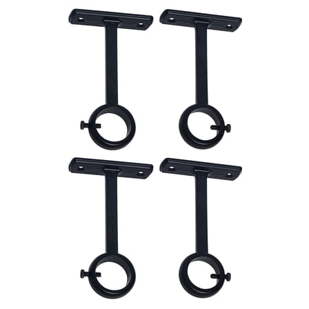 Ceiling Mounted Curtain Rod Brackets, Heavy Duty Bracket for 1 Inch Holder(Set of 4, Black)