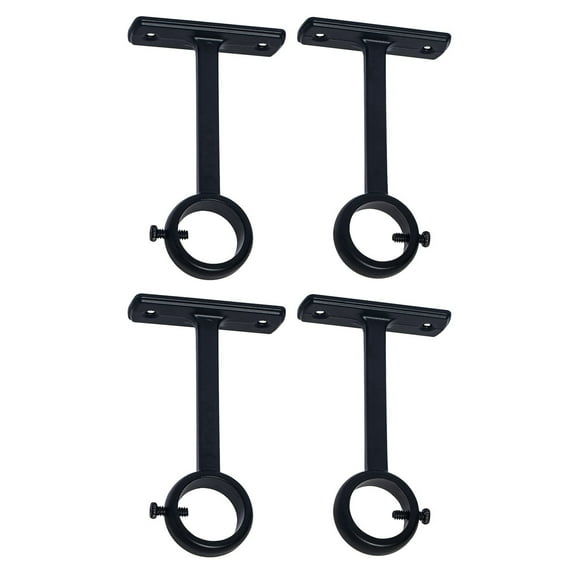 Ceiling Mounted Curtain Rod Brackets, Heavy Duty Bracket for 1 Inch Holder(Set of 4, Black)