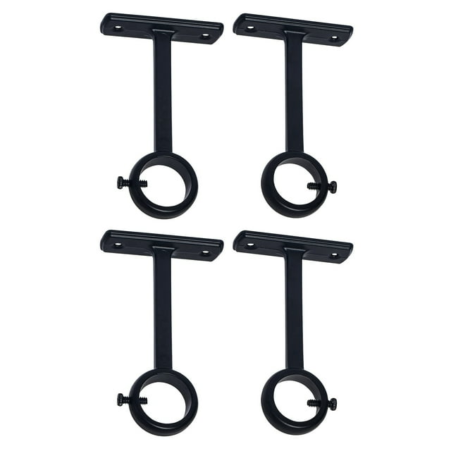Soportes de Barra de Cortina Montados En El Techo, Soporte de Techo Resistente para Soporte de Barra de Cortina de 1 Pulgada (Juego de 4, Negro)