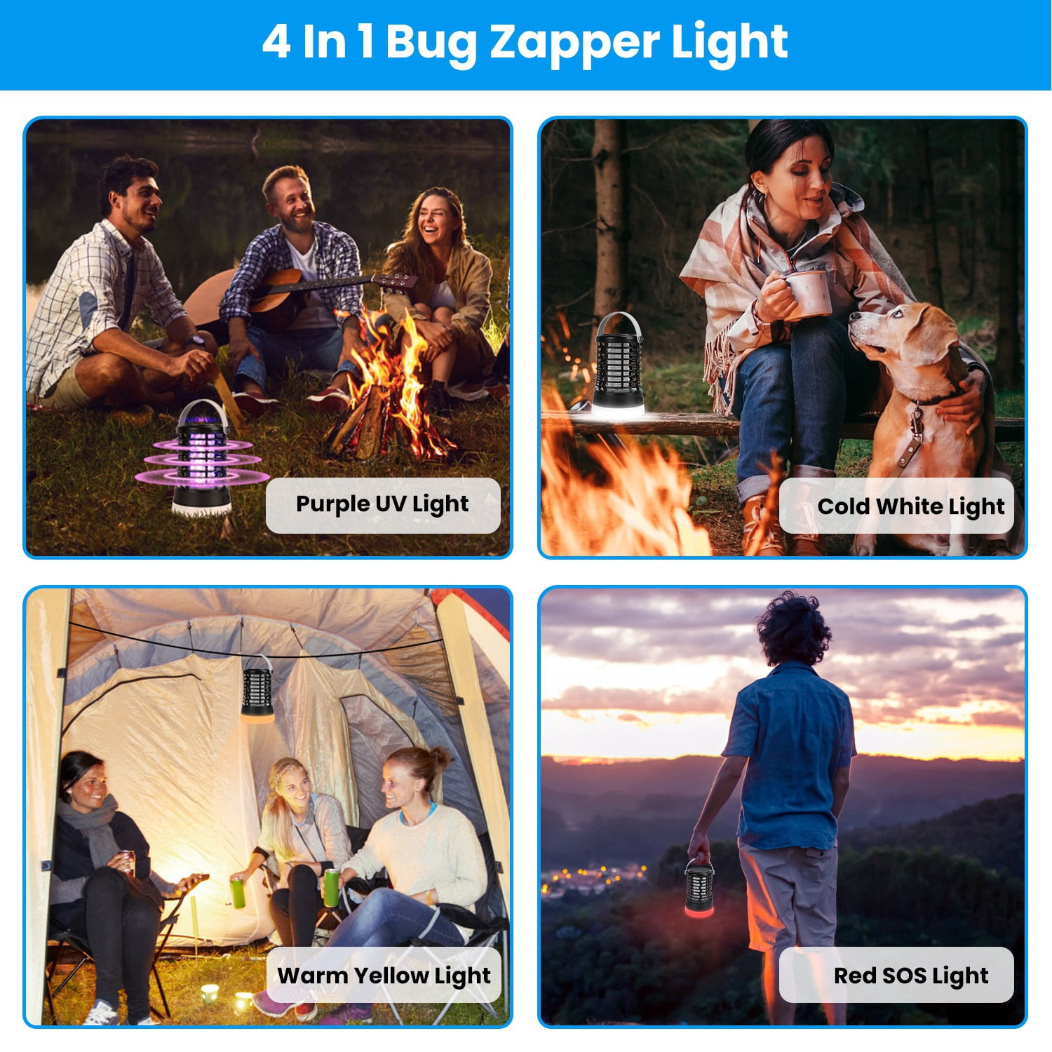 iMounTEK Mosquito Control Fly Light Portable Rechargeable Bug Zapper Triple Lighting Modes Waterproof, Black