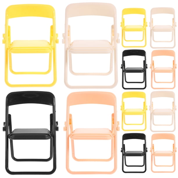 KAKOWELY 12 sillas plegables tipo soporte para teléfono, muebles en miniatura, decoración para casa de muñecas.