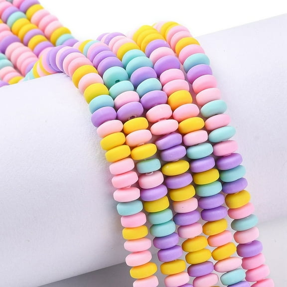 1 strand Handmade Polymer Clay Beads Strands for DIY Jewelry Crafts Supplies Flat Round Colorful 6~7x3mm Hole: 1.5mm 113~116pcs/strand 15.55 inch~16.14 inch(39.5~41cm)