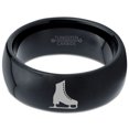 thumbnail image 2 of Tungsten Ice Figure Skating Hockey Skate Band Ring 8mm Men Women Comfort Fit Black Dome Polished, 2 of 4