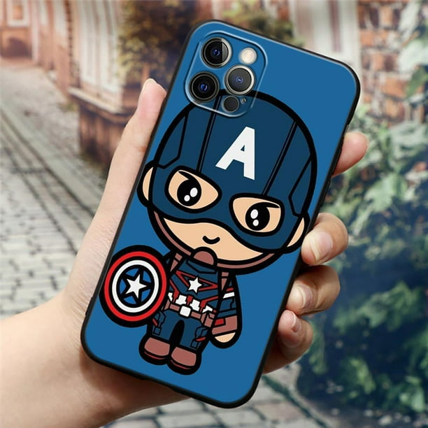 Funda de silicona negra Marvel Iron Man Groot para IPhone, 12, 11, 13, 14 Pro Max, XS, XR, X, 8, 7 Plus, SE, Funda suave, Spiderman, vengadores Fivean unisex
