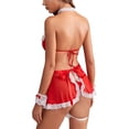 thumbnail image 3 of Zhuge Traje de Sirvienta Lencería Erótica Ajustable con Encaje para Juegos de Roles,Conjunto de Lencería de Poliéster， Talla S Rojo, 3 of 3