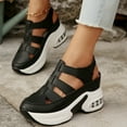 thumbnail image 3 of Platform Wedge Sandals for Women 2025 Summer Fall Height Increasing Gladiator Closed Toe Walking Shoes, 3 of 8