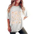 thumbnail image 4 of GaThRRgYP Women's Tops Short Sleeve T Shirts Blouse,Womens Plus Size Tops Tunic Short Sleeve Shirts,Women's Fashion Summer Round Neck Drop Sleeves Leisure Short Sleeve Printing White S, 4 of 7