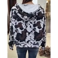 thumbnail image 5 of Y2k Quarter Zip Pullover Sweater Women Oversized Cute Hoodie Colorful Patchwork Cow Print Hoodies Dark Brown XS, 5 of 7