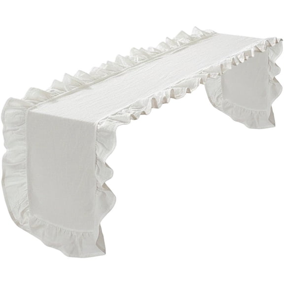 vlrwzc White Ruffled Table Runner Long Rustic Cotton Farmhouse Bridal Shower Decor