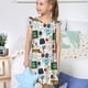 thumbnail image 4 of Fotbe Back To School A Vestido de Dormir para Niñas de 3 a 10 Años, Mangas Cortas, Estilo Princesa, Pijama Camisón con Mangas Voladas-Medium, 4 of 6