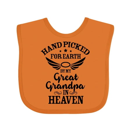 

Inktastic Handpicked for Earth by My Great Grandpa in Heaven Gift Baby Boy or Baby Girl Bib