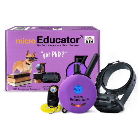 E-Collar ME‑300 Micro Educator Remote Humane Dog Training Collar – Purple – 1/3‑Mile Waterproof E‑Collar for Small Dogs + PetsTEK Clicker