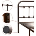 thumbnail image 2 of Queen Size Metal Bed Frame Platform with Headboard and Footboard Brown Finish, 2 of 7
