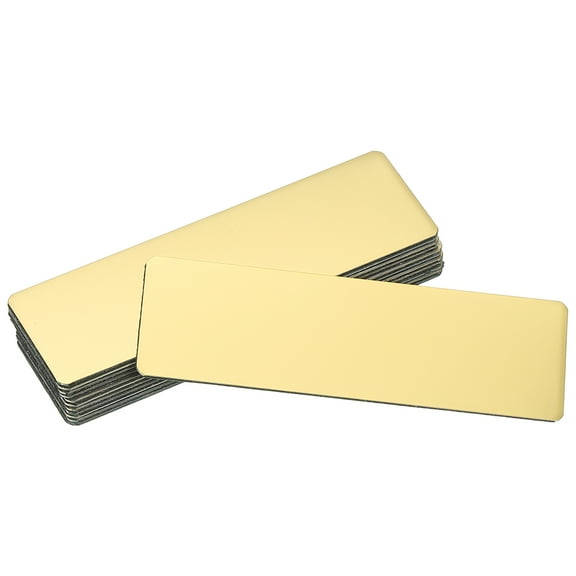 Uxcell 12 Pcs Blank Name Plates, 3.1 x 1" Engraved Metal Name Plate Laser Strong Adhesive Nameplate Stainless Steel Custom Blank Plates for Signs DIY Crafts, Gold