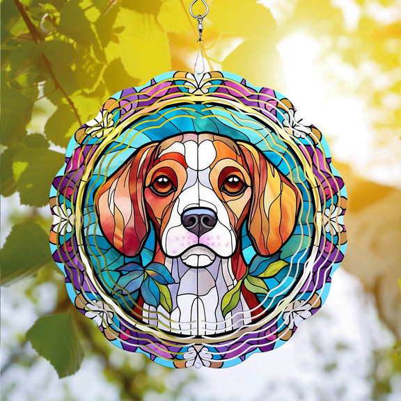 89Bloom Beagle Yard and Garden Wind Spinner, Unique 3D Hanging Beagle Wind Spinner