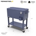 thumbnail image 2 of Permasteel 80-Qt Party Cooler with Divider, Removable Basin, Chills 36hrs, Serving Tray, Rolling Steel Ice Chest for Indoor & Outdoor, Matte Blue, 2 of 13