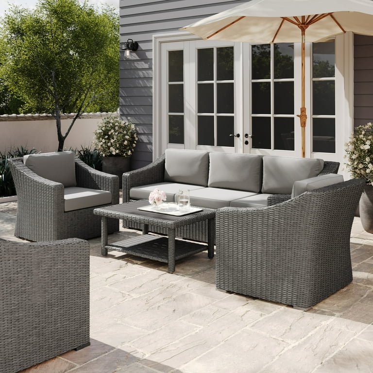 Martha Stewart 4-Piece Indoor-Outdoor Conversation Set with Patio