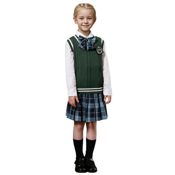 Cropped Sweaters For Teens Boys Sweater Vest Kids Solid School Uniform Sleeveless Knit Sweaters Tops 5-14 Years Uniform Sweater for Girls