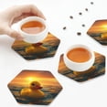 thumbnail image 6 of Bingfone Vintage Cartoon Swimming Yellow Duck Leather Drinks Coasters with Set of 6,Suitable for Home Kitchen,Coffee Cup Coasters Home Gift, 6 of 7