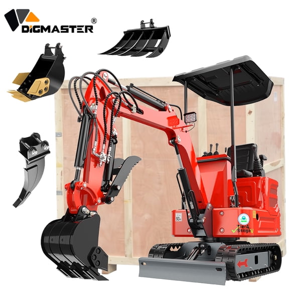 DigMaster 1.2Ton Mini Excavator13.5HP B&S Gasoline Engine Hydraulic Thumb , Compatible Multiple Attachment Farms Yards Forestry EPA（90% Pre-Assembled)