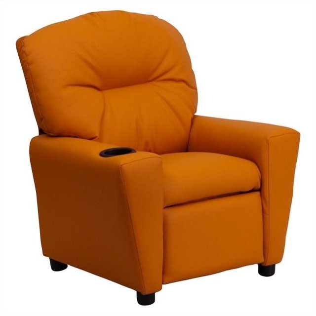 Bowery Hill Fauteuil Inclinable pour Enfants Orange avec Porte-Gobelet