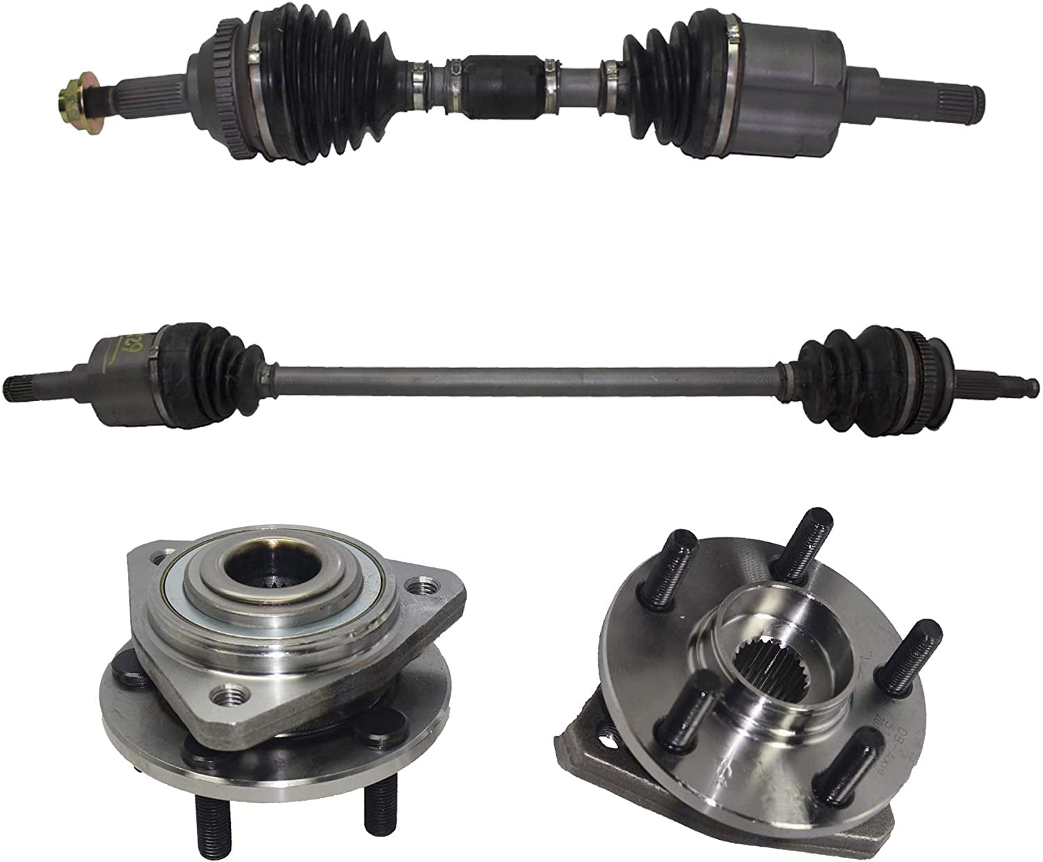 Detroit Axle Pair (2) Front CV Axle Drive Shafts and (2) Wheel