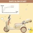 thumbnail image 2 of 12V Two Motors Kids Ride On Electric Motorcycle, 2 Seater Three Wheel Ride On Toy with Adult Flip Seat, Bluetooth Music, USB, LED Headlight, Oversized Trunk, Ride On Motorcycle for Kids 3-6, Beige, 2 of 9