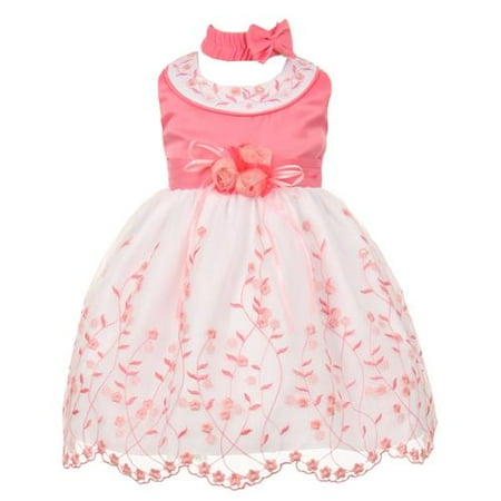 Multi Color Jeweled Flower - Baby Girls Bubble Gum White Floral Jeweled Flower Girl Bubble Dress 18M