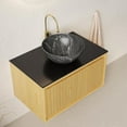 thumbnail image 5 of 30"Floating Bathroom Vanity with Sink, Wall-Mounted Plywood Bathroom Storage Cabinet with Drawer, Black Sintered Stone Countertop and White Round Ceramic Marble Basin, Pre-Assembled, Oak, 5 of 7
