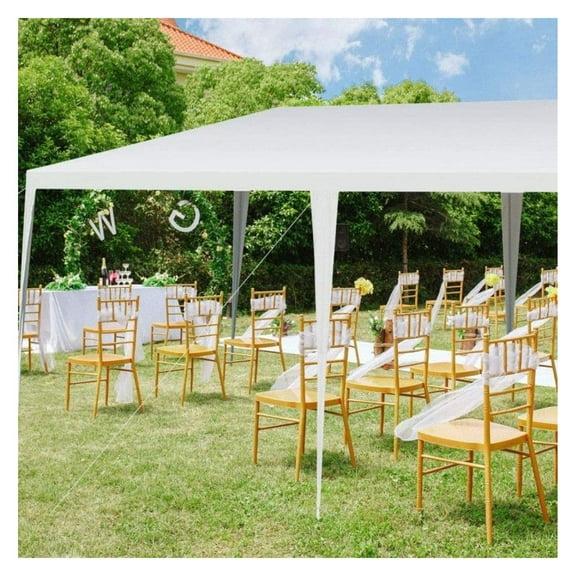 10x20 Waterproof Canopy Tent, White PE Gazebo with Stakes & Ropes - Outdoor Party Wedding BBQ Shelter - 10' x 20' x 8.5'