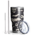 thumbnail image 2 of 30oz Spooky Halloween Icons Pattern Tumblers Stainless Steel Tumbler with Lid and Straw,Vacuum Insulated Double Wall Travel Tumbler Cups Mug with Cleaning Brush for Coffee,Tea, 2 of 7