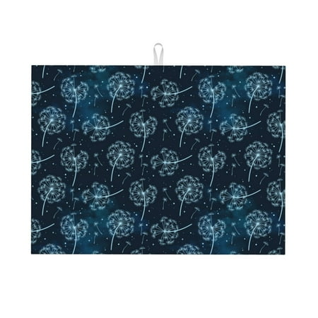 

Honeii Dandelions Print Kitchen Drying Mat Coffee Bar Mat Hide Stain Coffee Maker Mat for Countertops Coffee Pot Dish Drying Mat