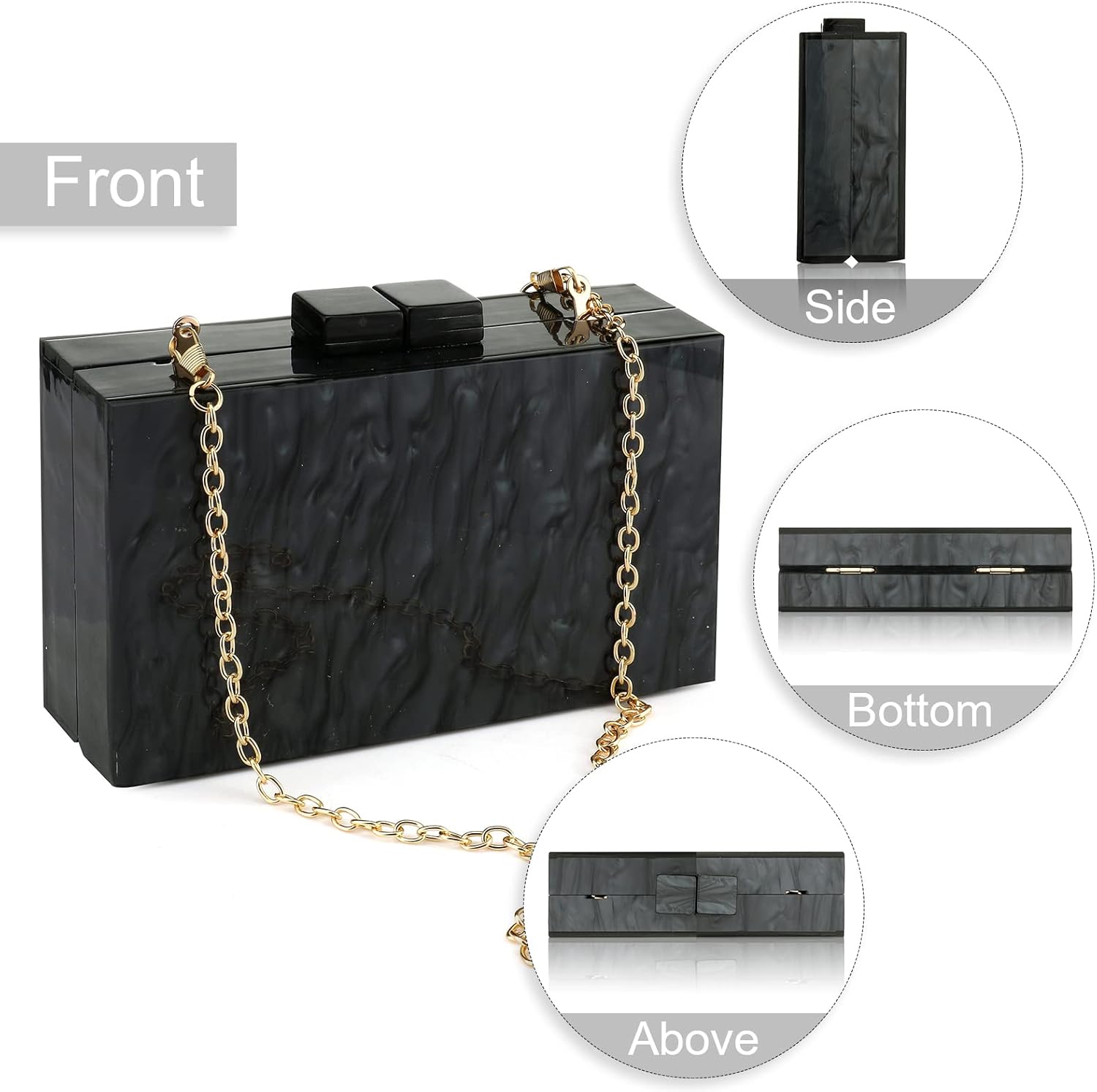 Kwuty Acrylic Clutch Purses for Women with Marbling Purses and Handbags Elegant Banquet Evening Crossbody Bag
