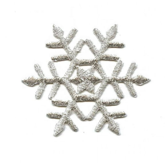 Silver Snowflake - Iron on Applique/Embroidered Patch