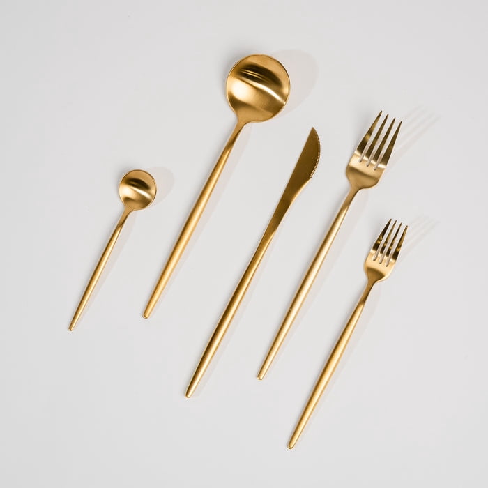 Ozarke Royal Cutlery Set, Stainless Steel Matte Gold (Set of 20)