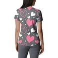 thumbnail image 4 of Valentine Day Scrub Tops for Women Love Heart Print V Neck Quick Dry Cute Scrubs Plus Size Short Sleeve Medical Uniform with Pockets Watermelon Red 2XL, 4 of 5