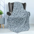thumbnail image 4 of Leaves Soft Flannel Fleece Throw Blanket, Monochrome Arrangement of Flowers in Bloom Spring Season Nature, Cozy Plush for Indoor and Outdoor Use, 50" x 70", Slate Blue and Pale Blue, by Ambesonne, 4 of 5