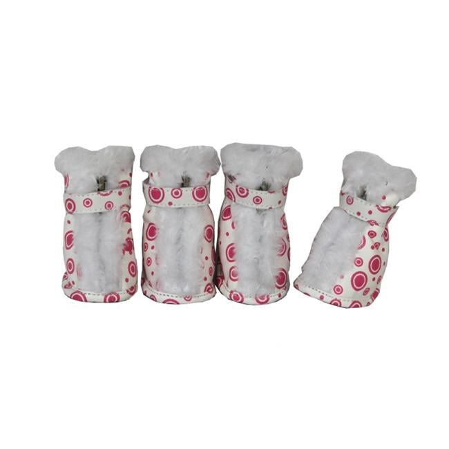 Pet Life F21PWXS Pink White Synthetic Fur Protective Boots Set of 4