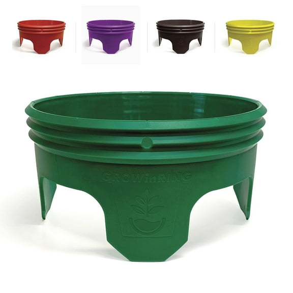 Planting Grow Rings, Round 7 inch, Perfect for Deep Watering Veggies Herbs and Flowers, Protection and Edging of Garden Plants, Green, Made in The USA - Pack of 4